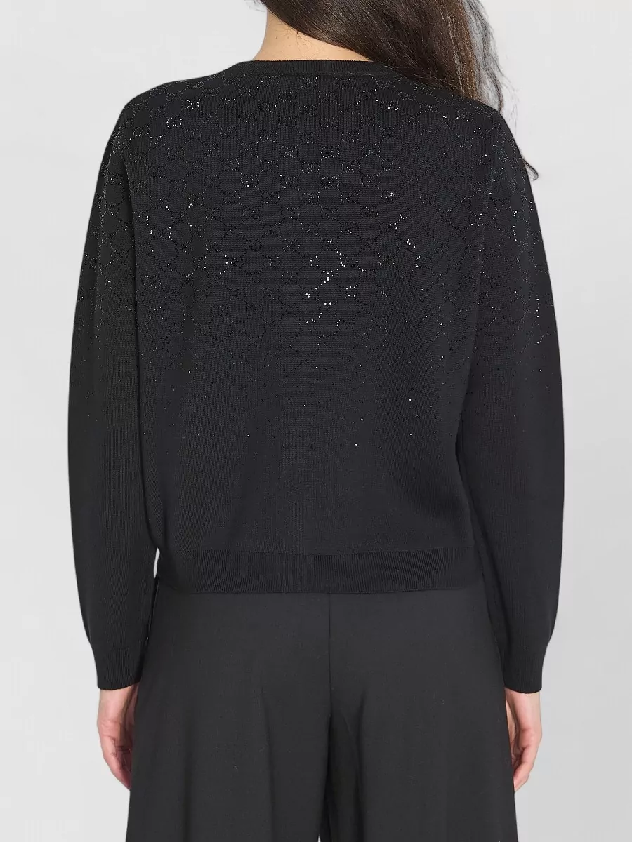 Gucci Fine Wool Cardigan Gg Crystal Pattern