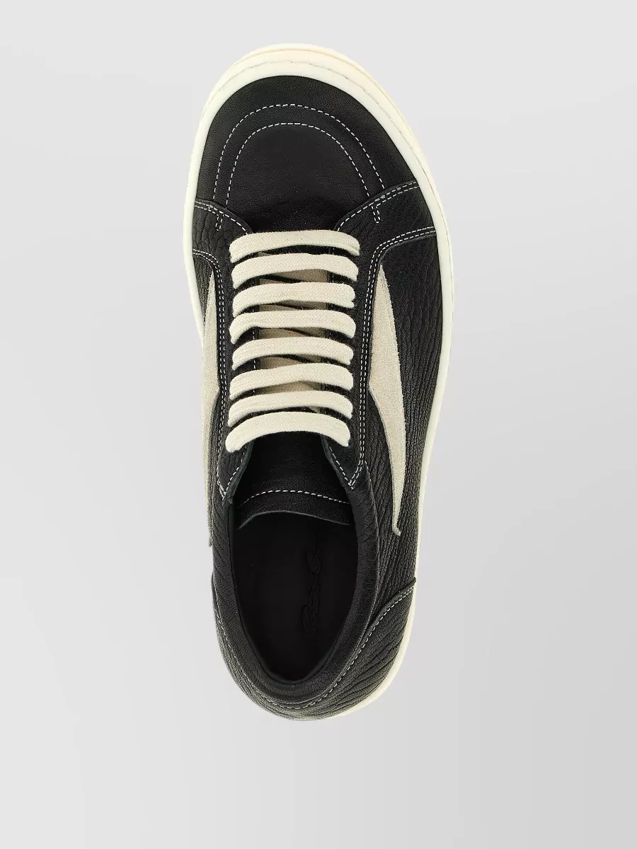 Rick Owens Lamb Leather Low-Top Lace-Up Sneakers