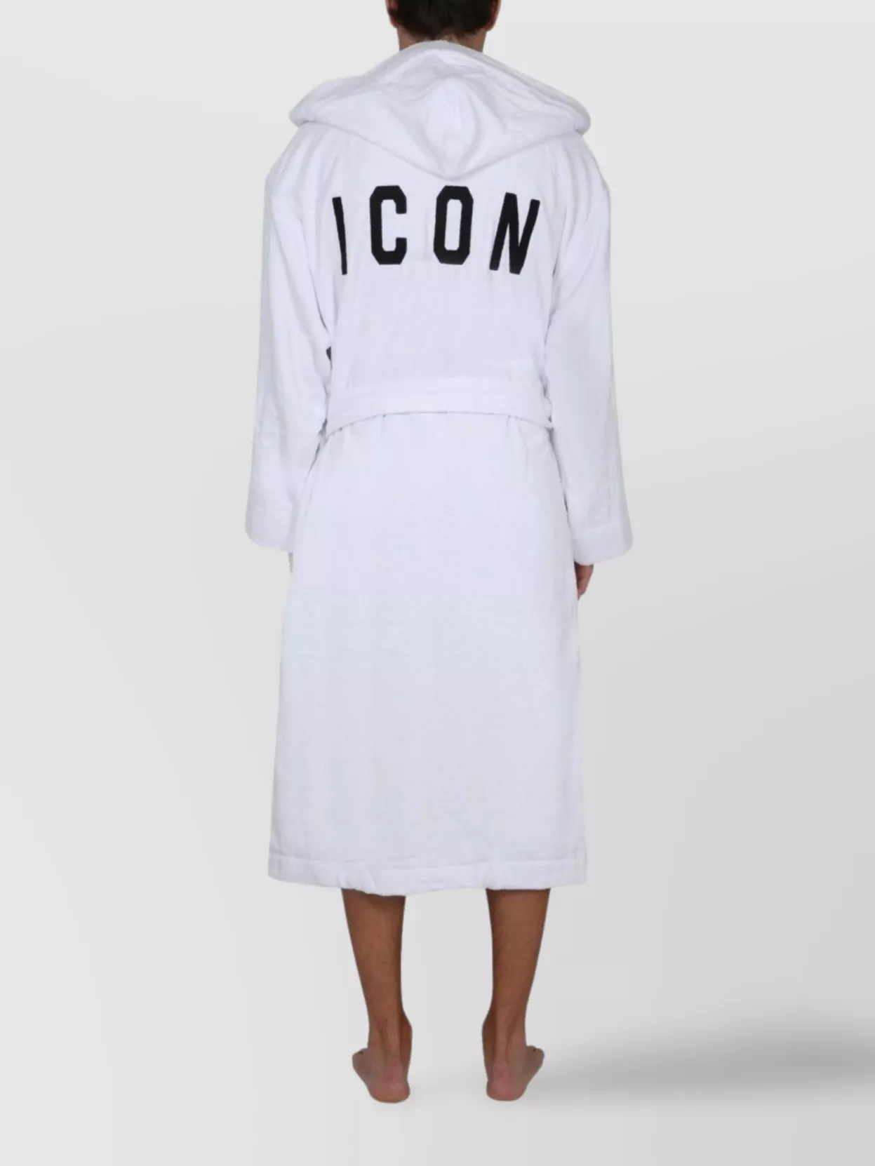 Dsquared2 Logo Hooded Bathrobe With Waist Belt