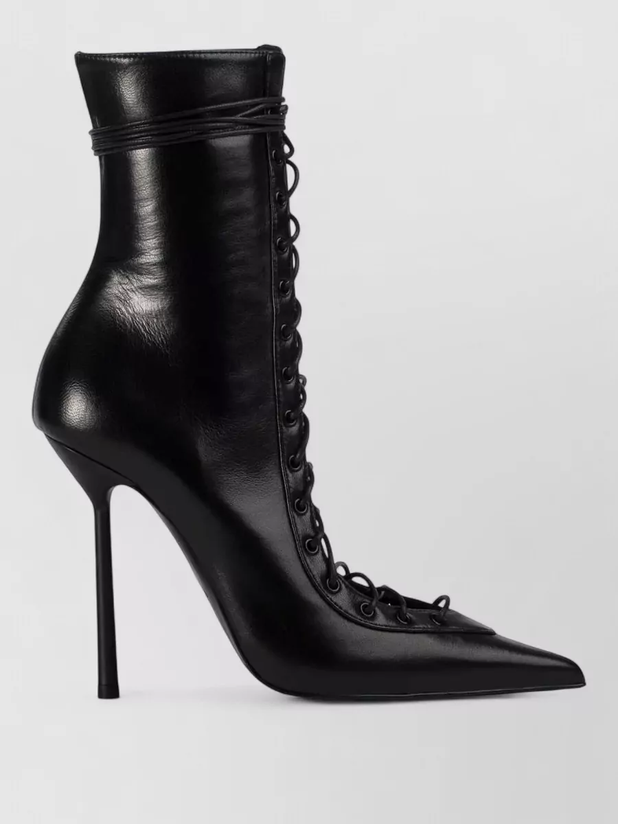 Le Silla Colette Lace-up Leather Ankle Boot In Black