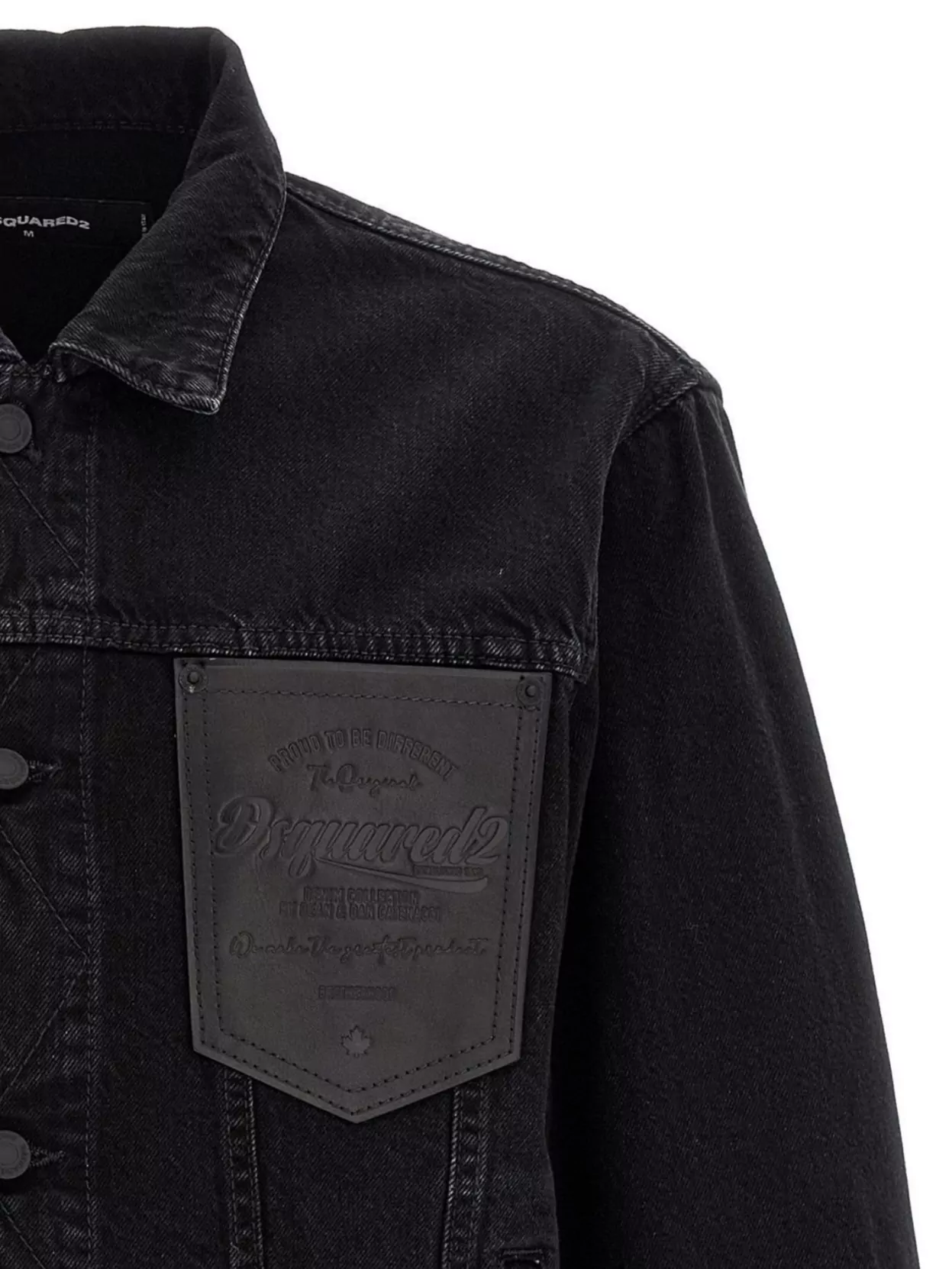 Dsquared2 Black Jacket With Classic Collar And Embossed Logo On The Front In Denim Man In Black