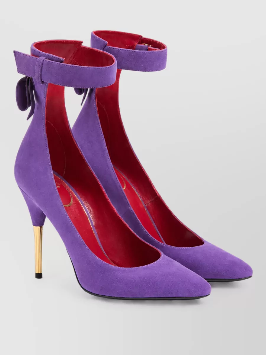 Valentino Garavani suede leather bow-detail ankle-strap pumps