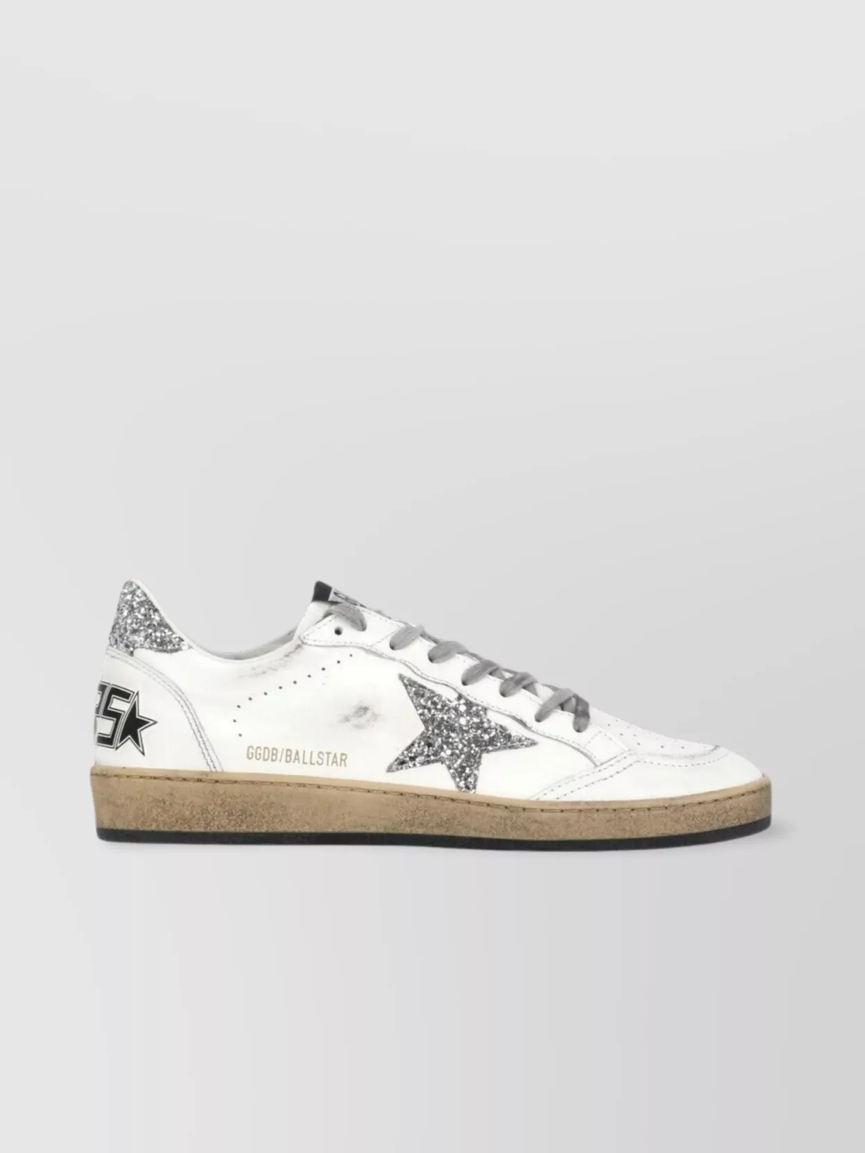 Golden Goose Low Top Leather Sneakers With Glitter Detail