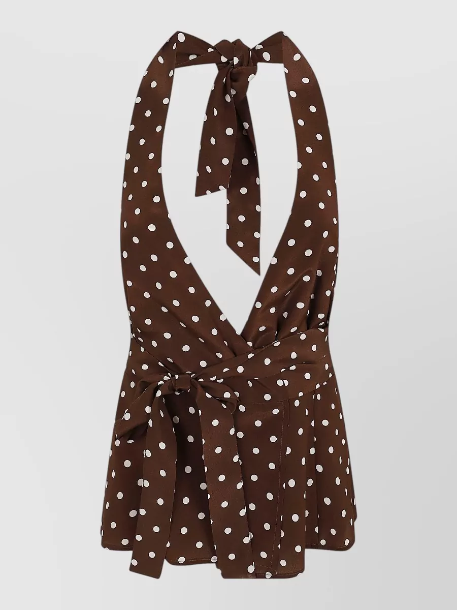 Parosh Silk Polka-Dot Backless Blouse