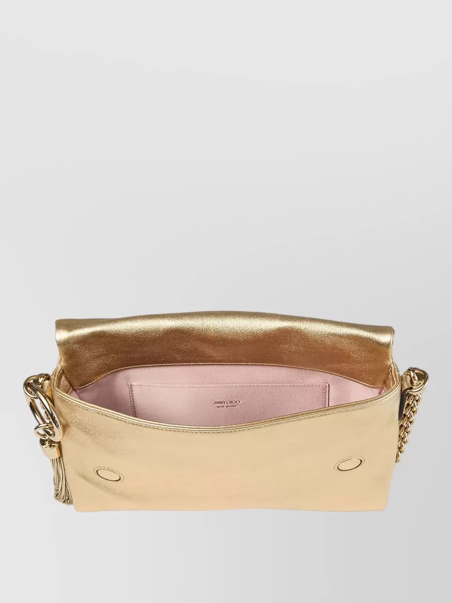 Jimmy Choo Callie Metallic Shoulder Bag Tassel Chain
