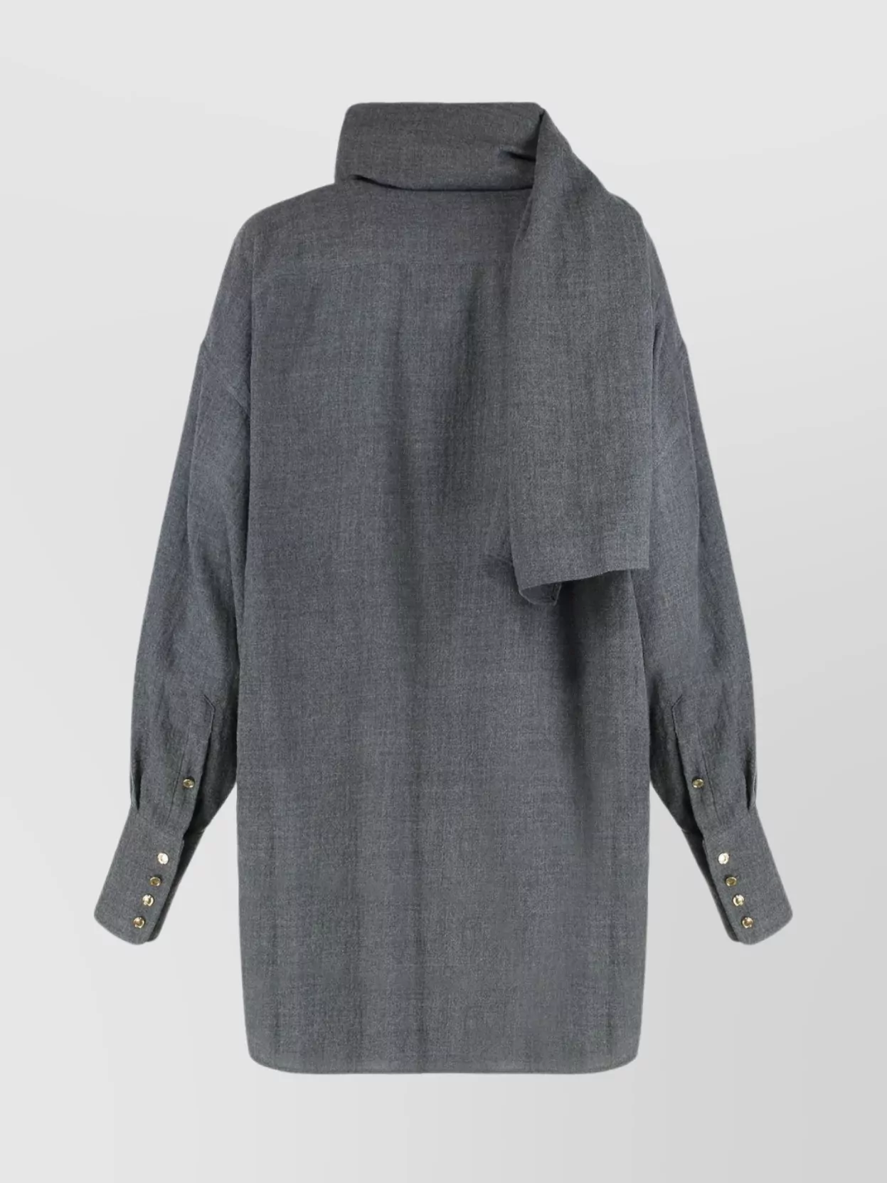 Darkpark Womens Grey Melange Georgia Detachable-scarf Wool Shirt Xs In Blue