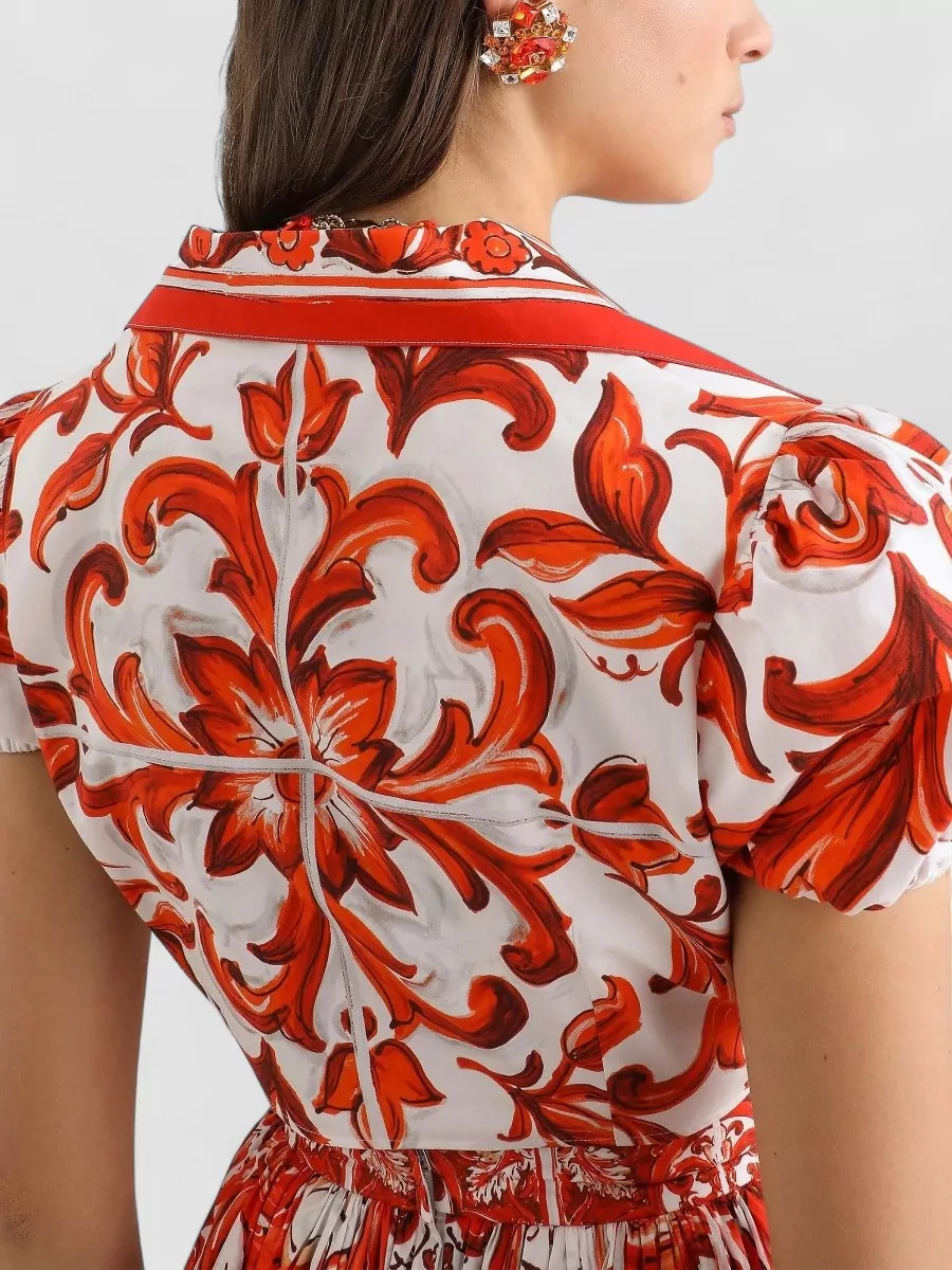 Dolce&Gabbana Floral-Print Cotton Short-Sleeve Shirt
