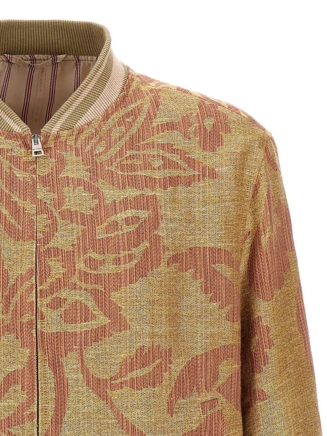 Etro Bomber Jacket In Linen With Floral Pattern