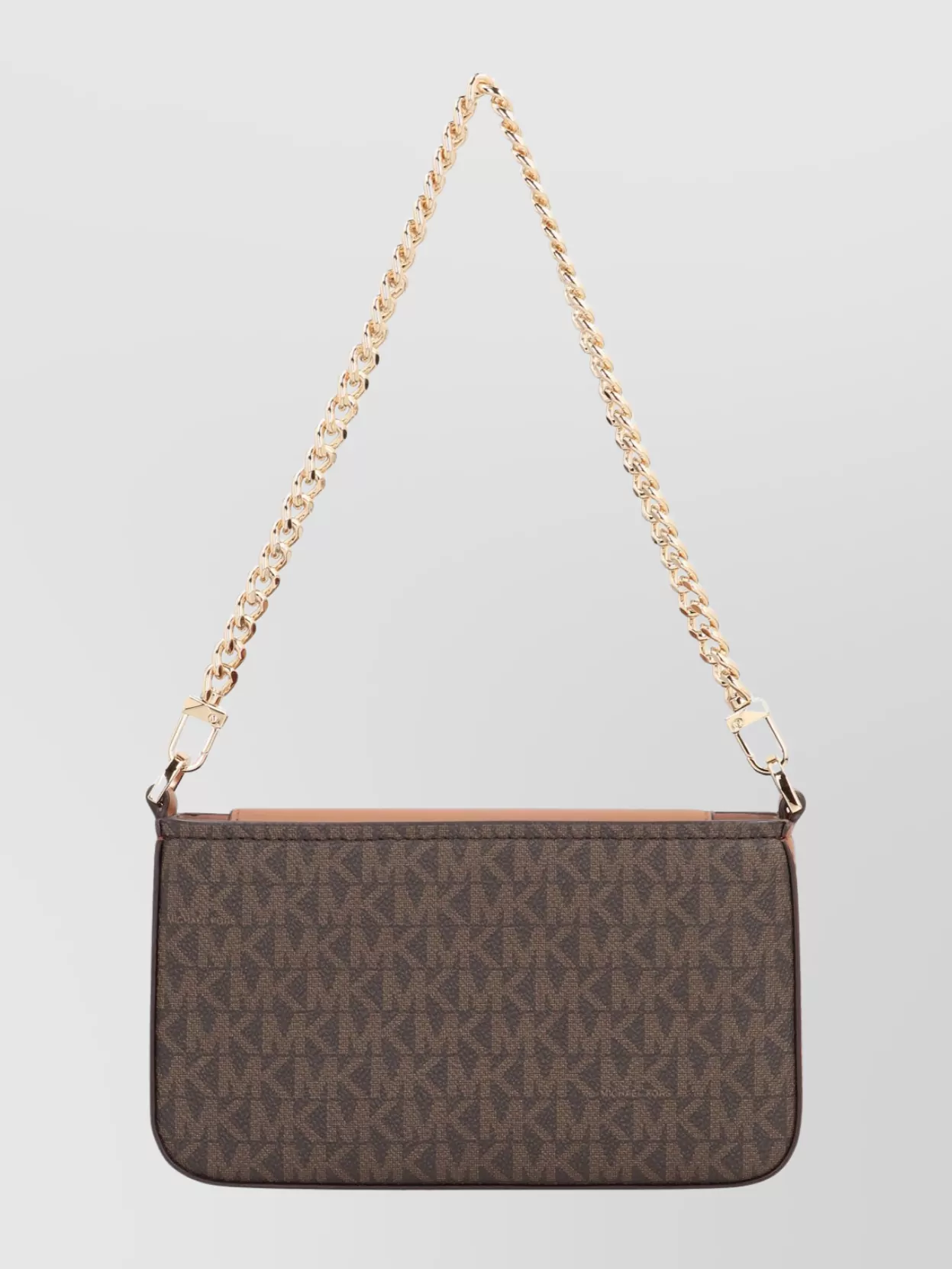 Michael Michael Kors Printed Canvas Shoulder Pouch With Chain Handle In Brown