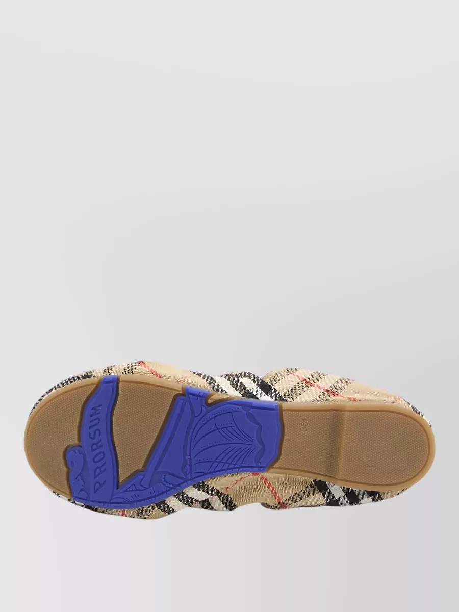 Burberry Check Pleated Ballet Flats Round Toe In Multi
