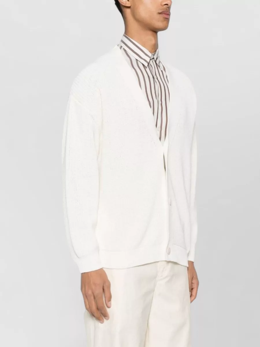 Lardini Mens V Neck Cotton Knit Sweater