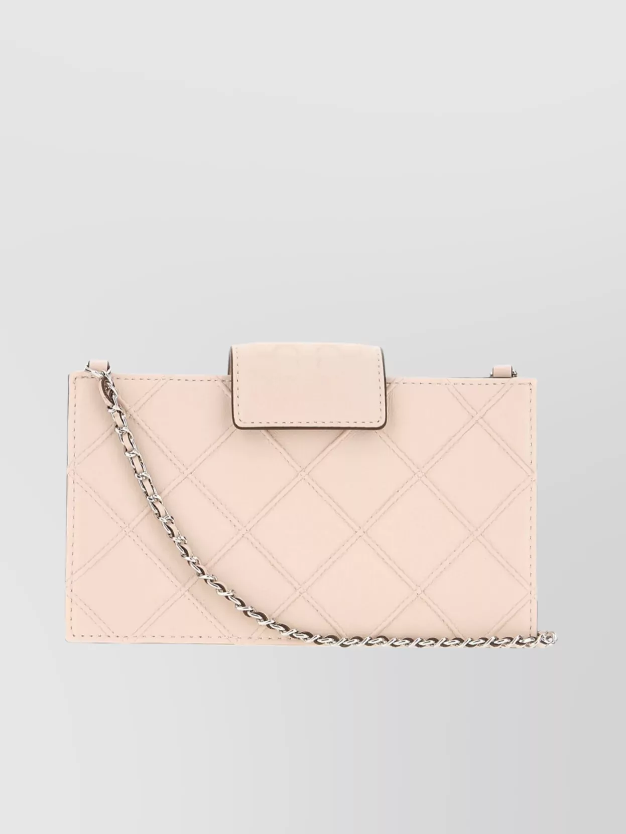 Tory Burch Leather Wallet With Chain Strap And Quilted Design