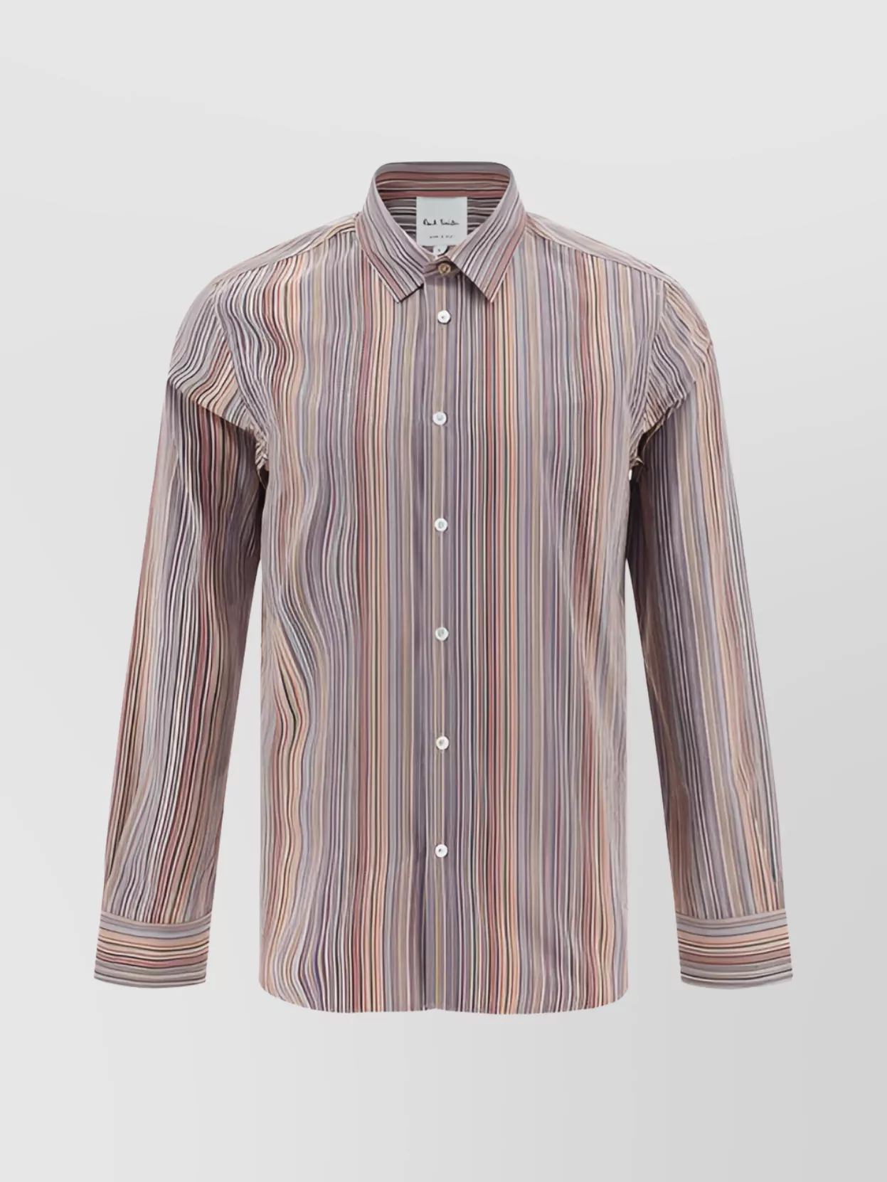 Paul Smith Striped Shirt Cuffed Sleeves In Multi