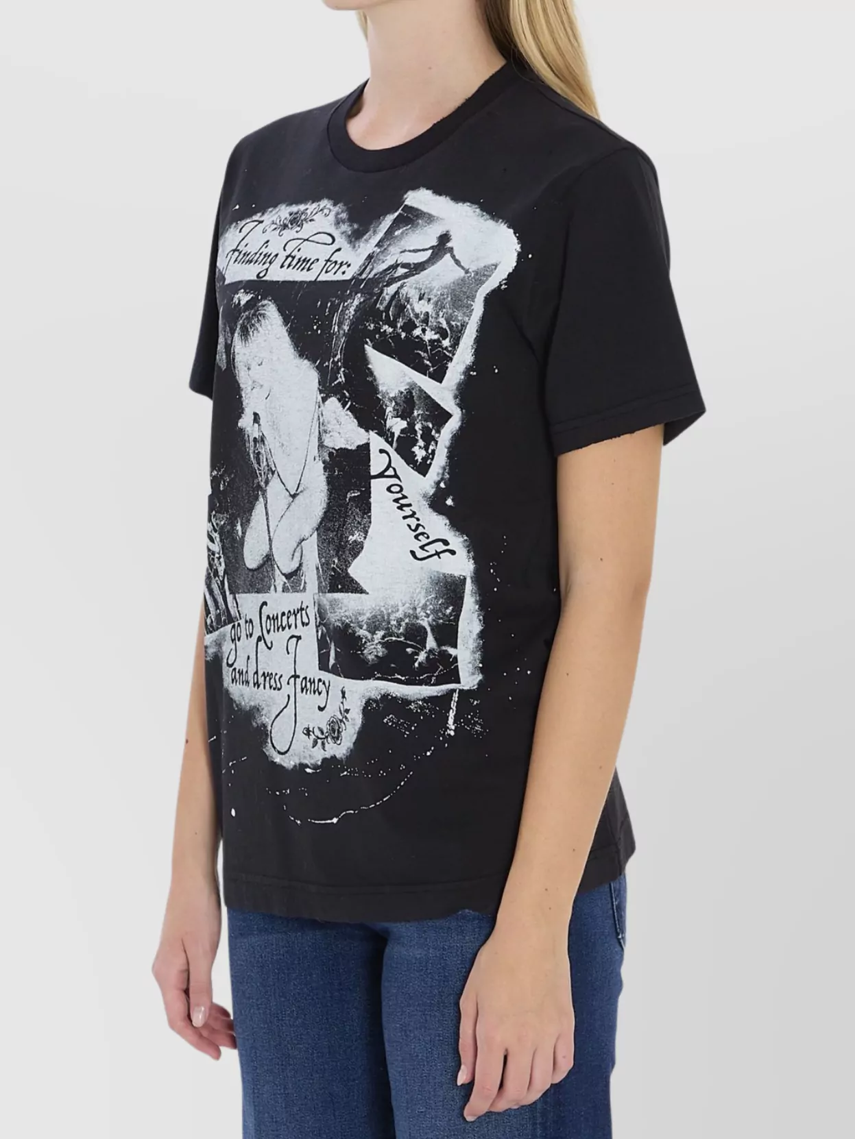 Dolce & Gabbana Graphic Print Cotton T-shirt With Ribbed Neck In Black