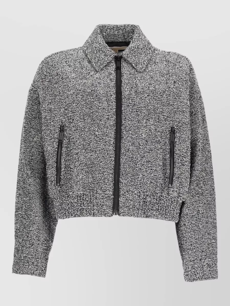 Michael Kors cotton zip-up cropped bomber jacket
