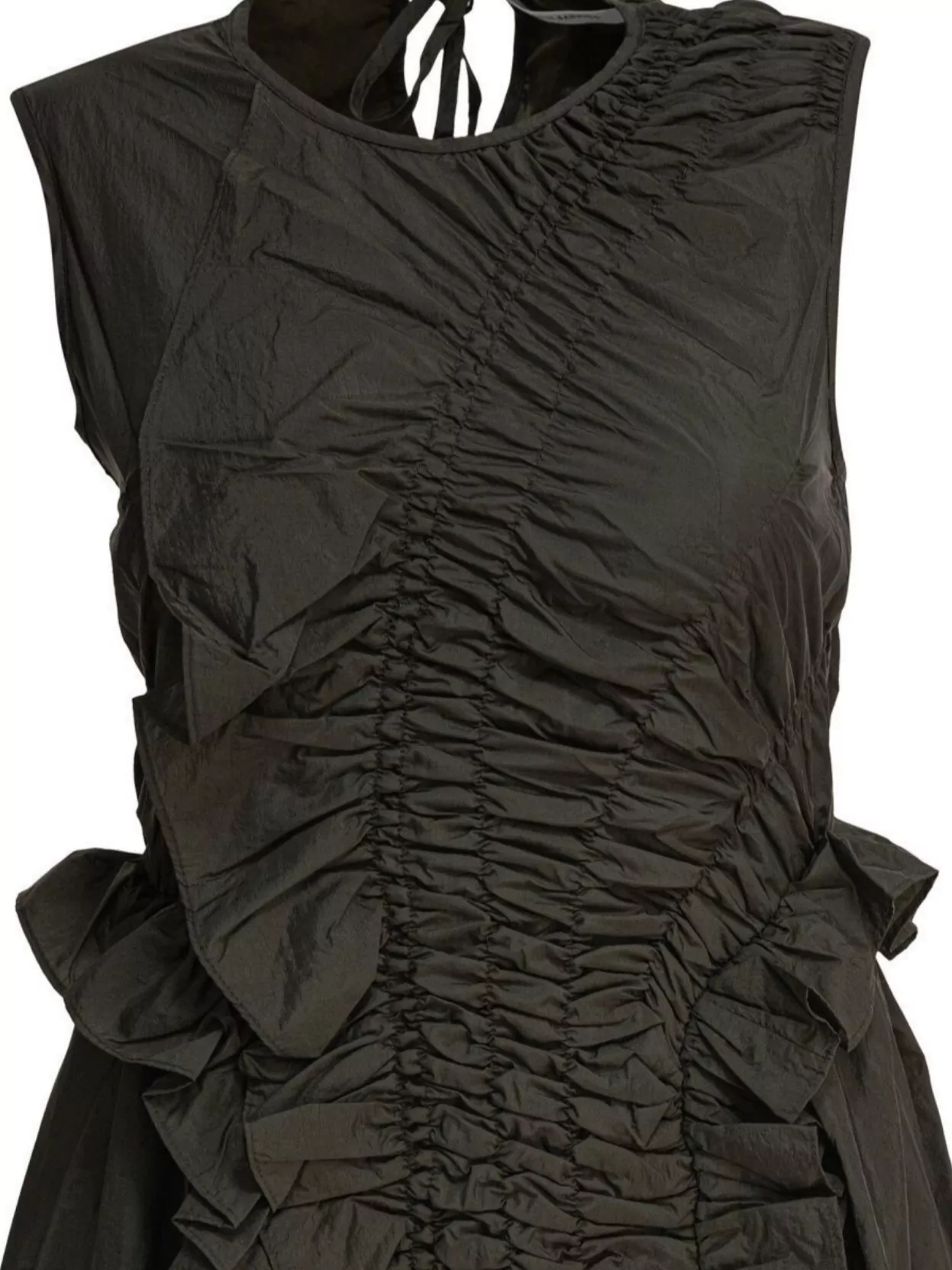 Cecilie Bahnsen Midi Dress Ruched Ruffle Accents