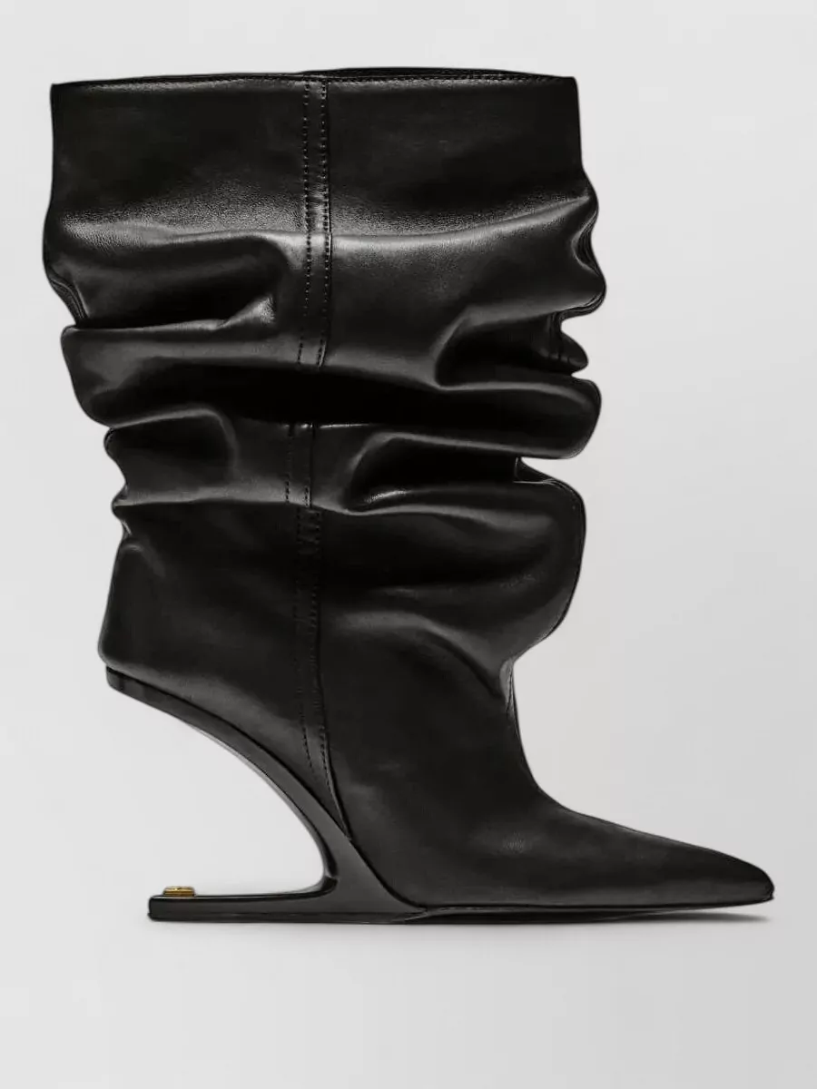 Balmain Leather Pointed-Toe Ankle Boots