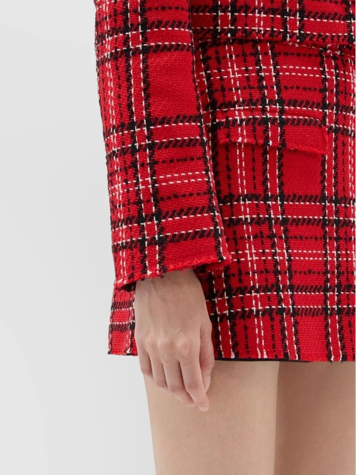 Msgm Tartan Cotton Blend Tweed Skort In Red