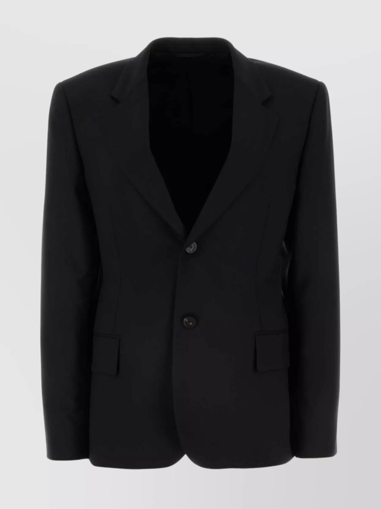 Shop Balenciaga Wool Blazer With Button Cuffs And Flap Pockets