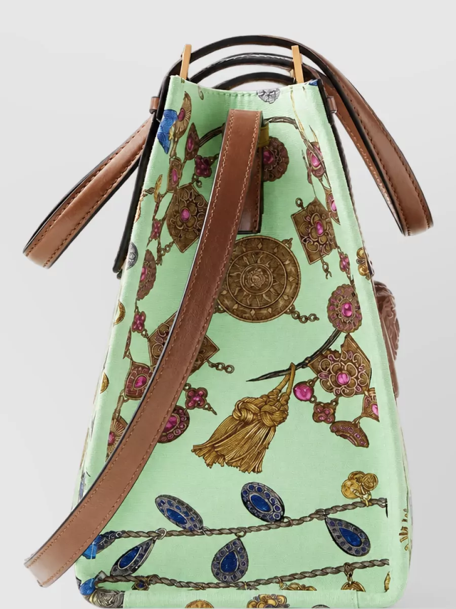 Versace Riviera Medium Canvas Printed Tote Bag