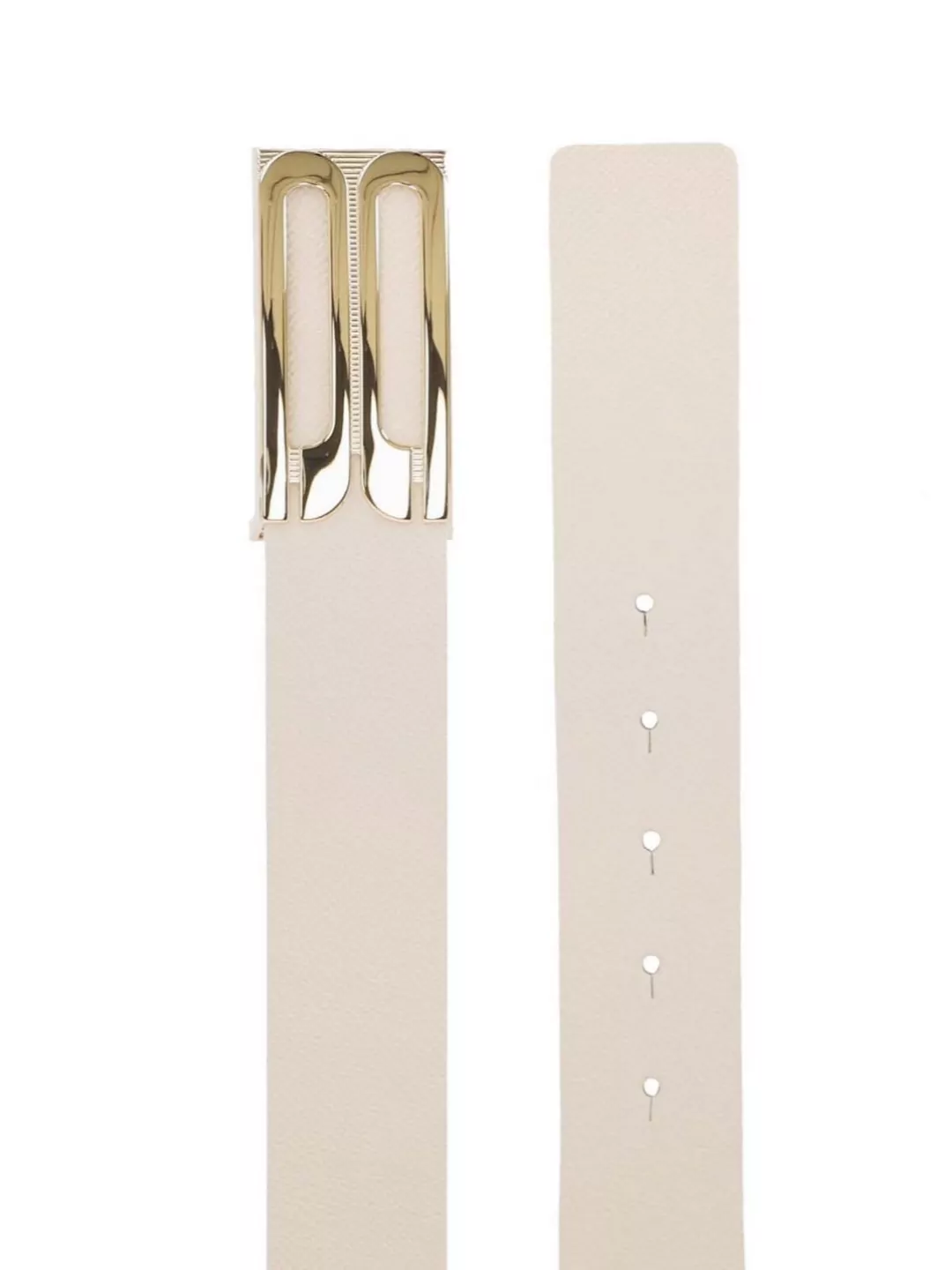 Victoria Beckham Adjustable Length Metallic Buckle Smooth Finish Belts In Neutral