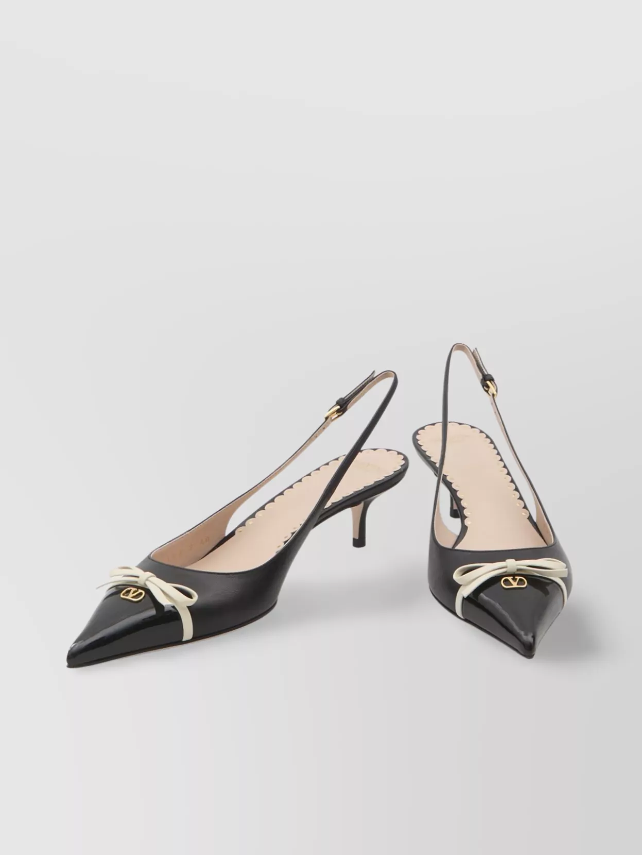 Valentino Bepointy 45 Bow-embellished Leather Slingback Pumps In Neutral