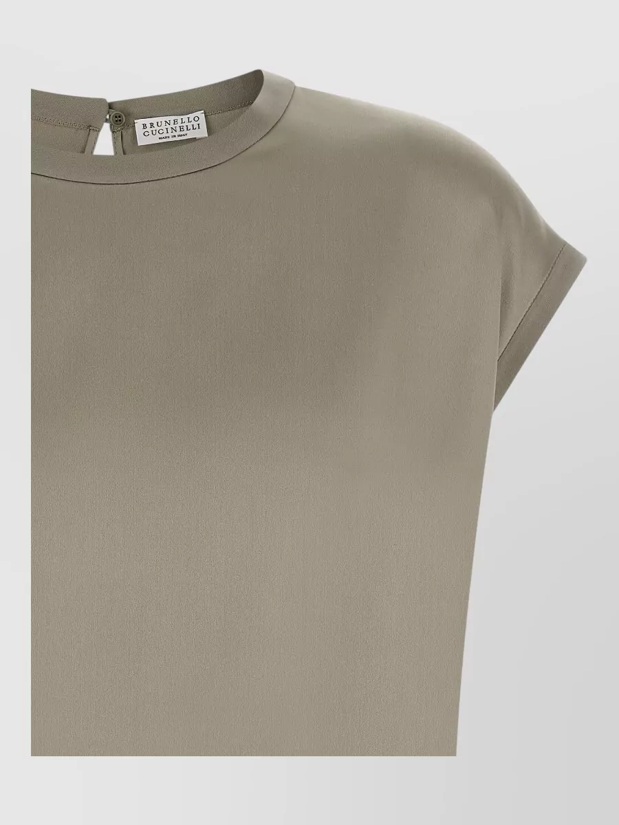 Brunello Cucinelli Silk Satin Short-Sleeve Blouse