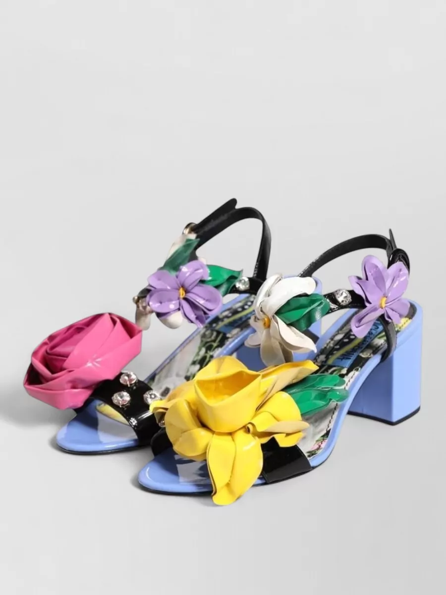 Dolce&Gabbana Floral Crystal-Embellished Leather Sandals
