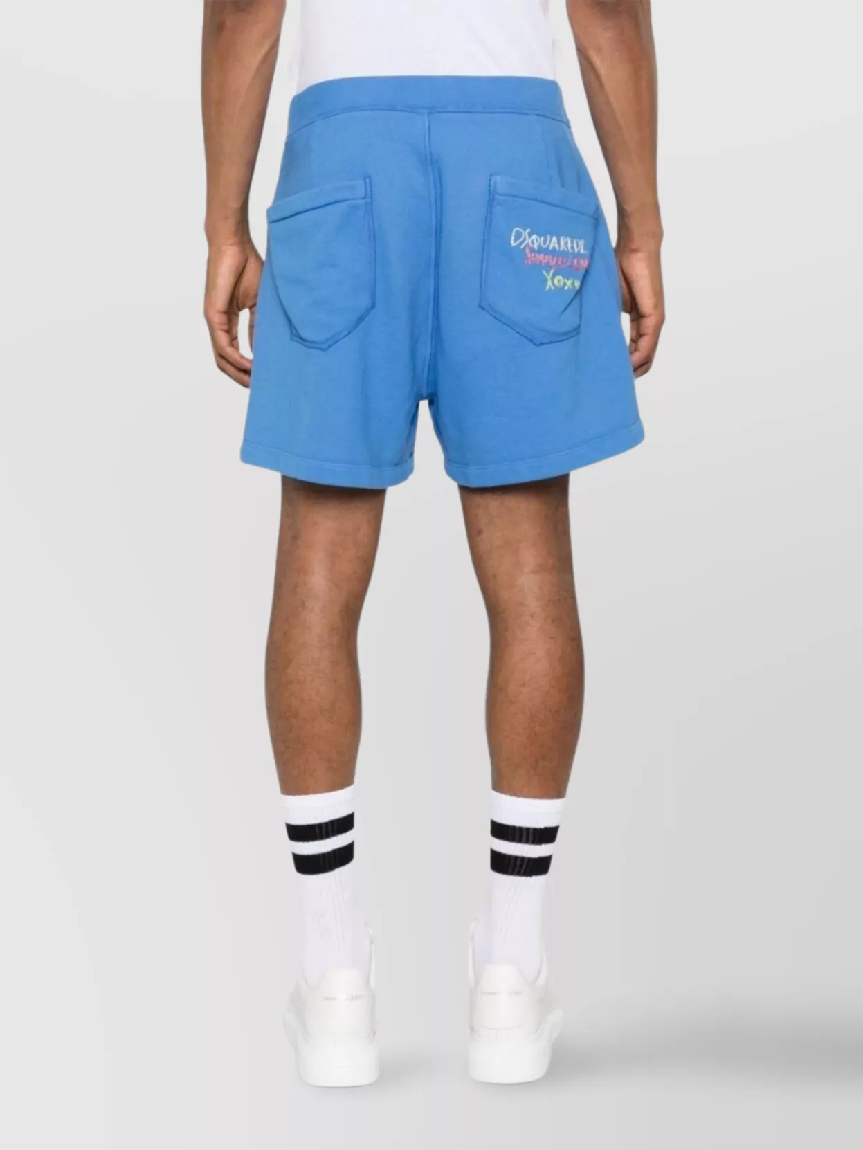 Shop Dsquared2 Elastic Waistband Shorts Embroidered Detail