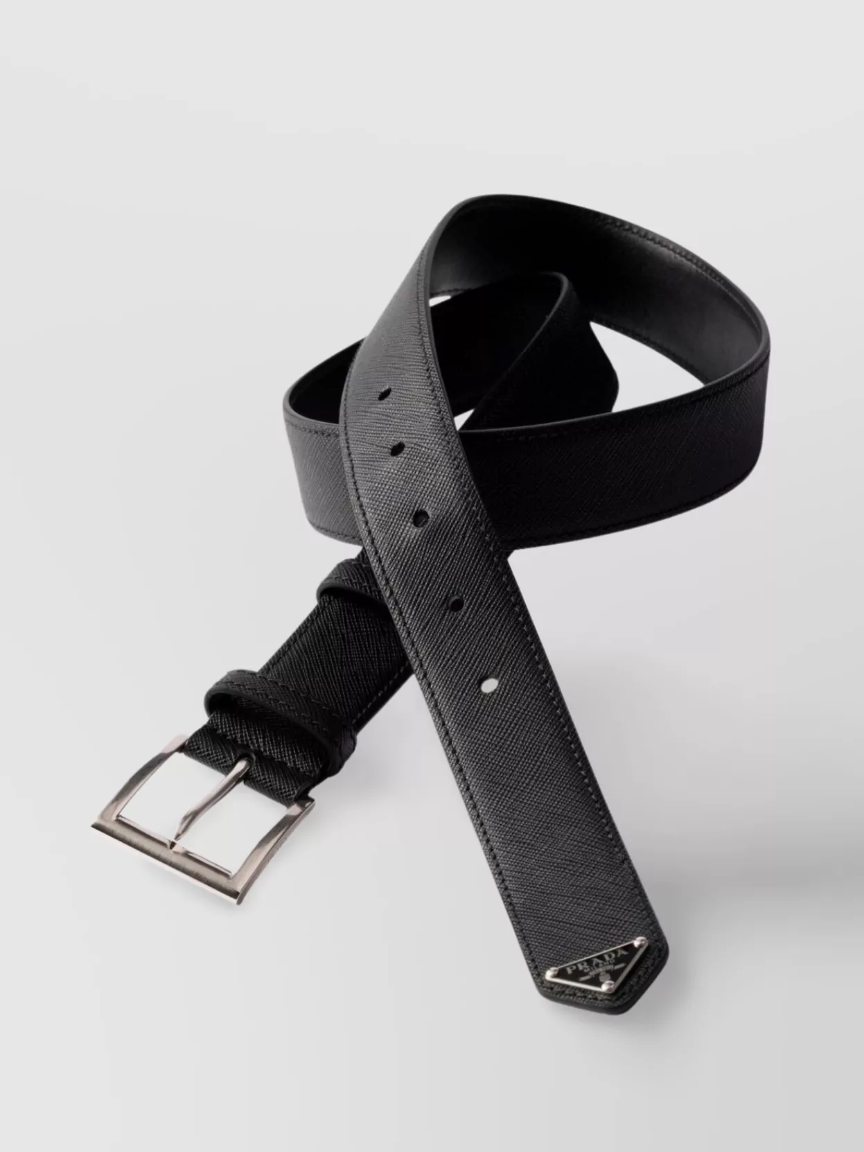 Prada Adjustable Textured Leather Belt