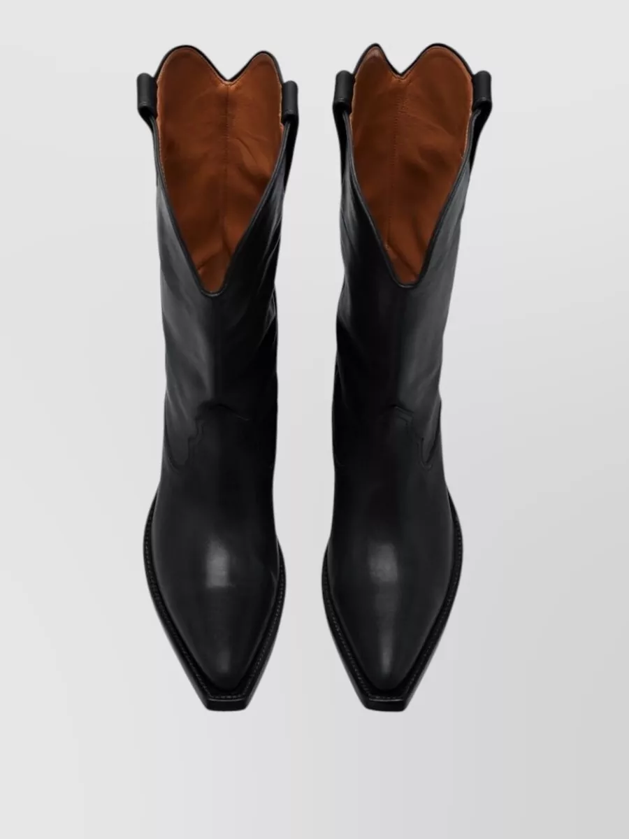 Maison Margiela Leather Heel-Less Western Knee-High Boots