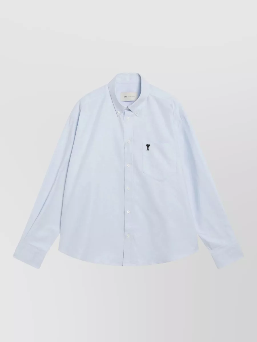 Ami Paris cotton boxy oxford long-sleeve shirt