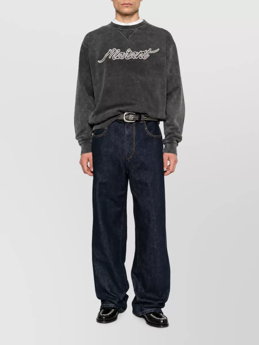 Isabel Marant Cotton-Blend Logo-Embroidered Crew-Neck Sweatshirt