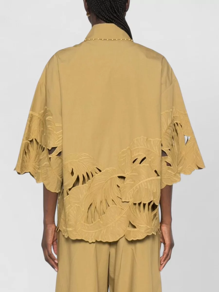Zimmermann Embroidered Cotton Short-Sleeve Shirt