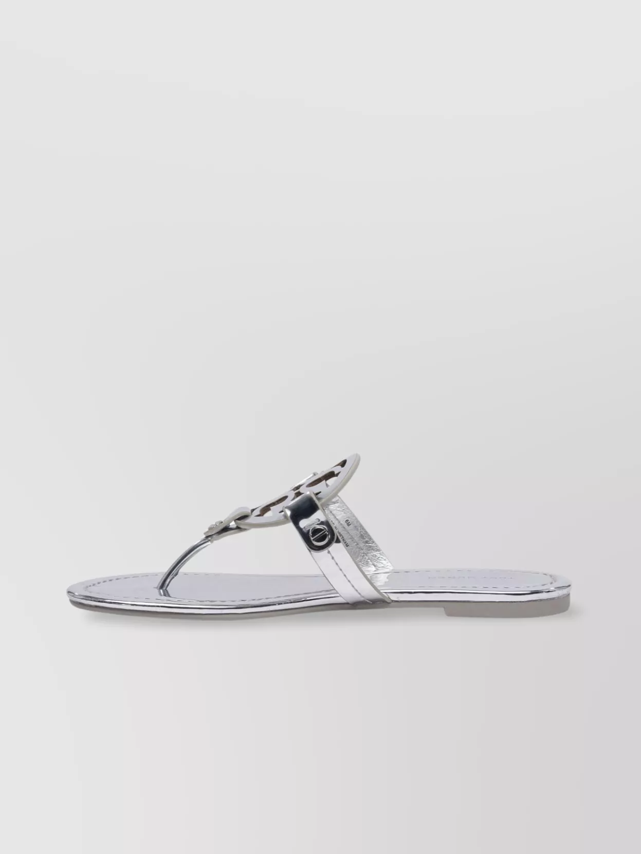 Tory Burch Metallic Open Toe Flat Sole Sandals