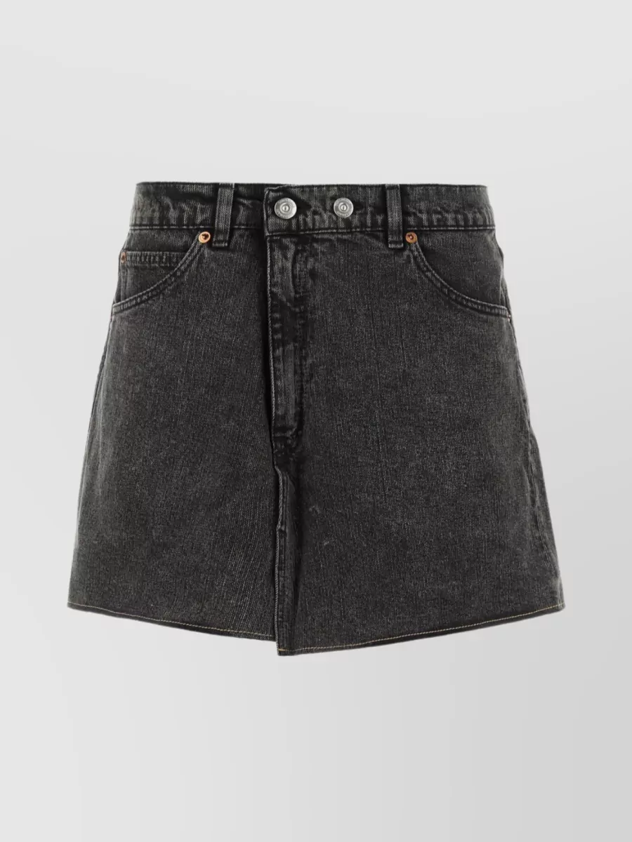 Shop Our Legacy Central Slit Denim Mini Skirt In Black