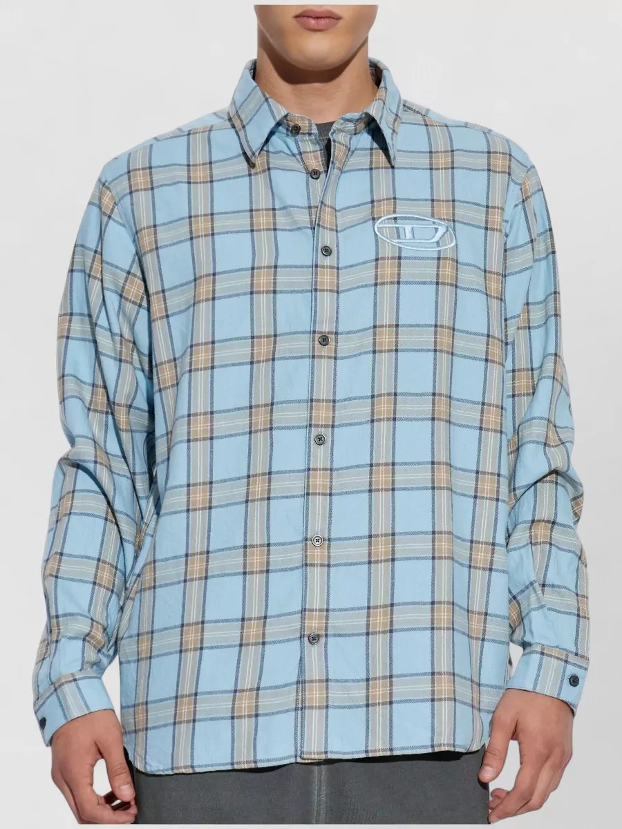 Diesel Long Sleeves Plaid Pattern Mens Shirt