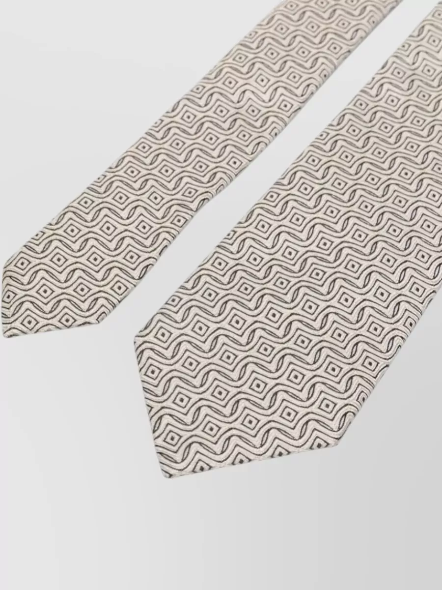 Emporio Armani Tie Pointed Tip Slim Design Geometric Pattern