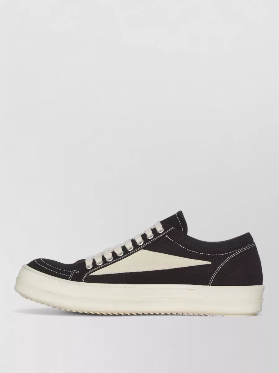 Rick Owens Drkshdw Denim Leather Appliqué Low-Top Sneakers