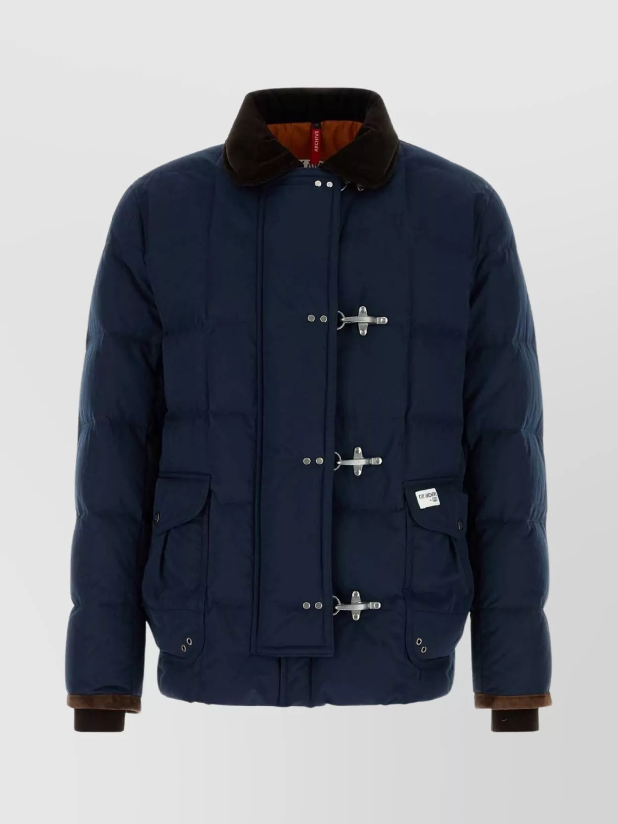 Fay Down Jacket With Contrast Collar And Pockets In Blue