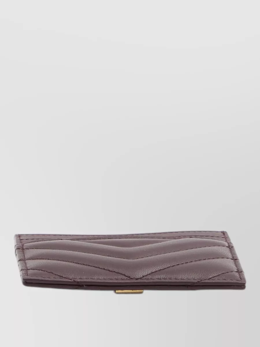Saint Laurent Cassandre Chevron Quilted Leather Cardholder