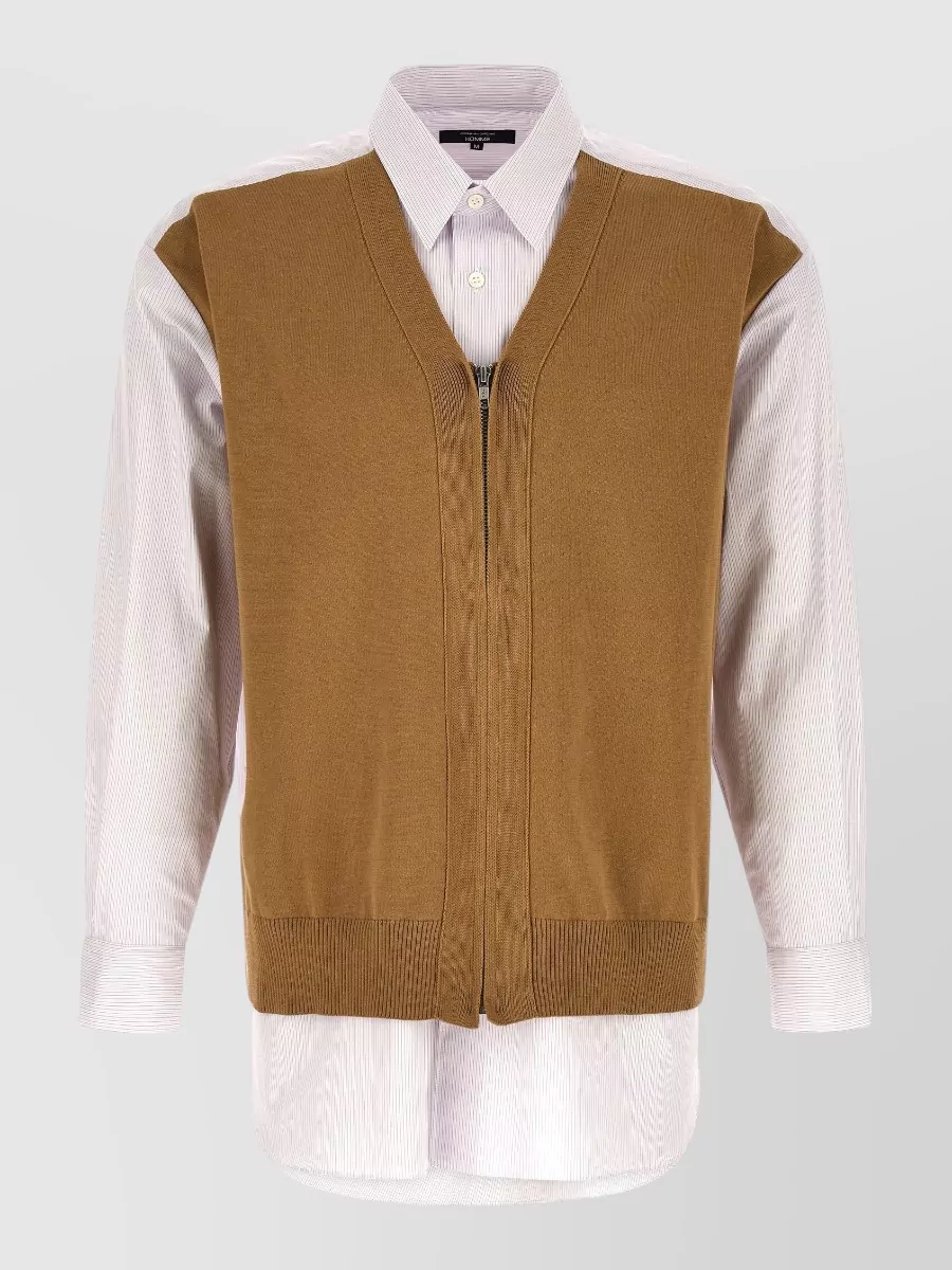 Comme des Garçons striped cotton v-neck cardigan insert shirt