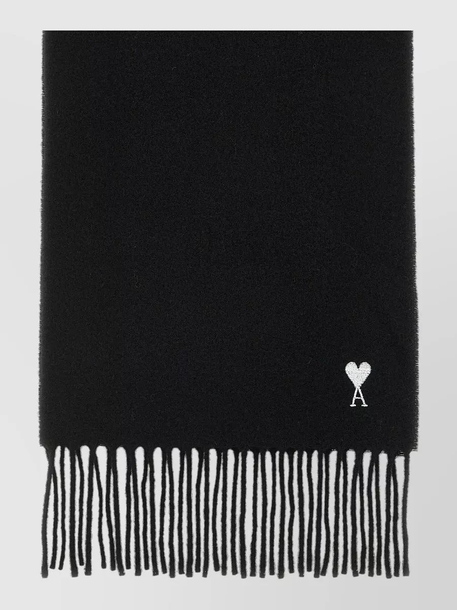 Ami Paris wool fringed scarf