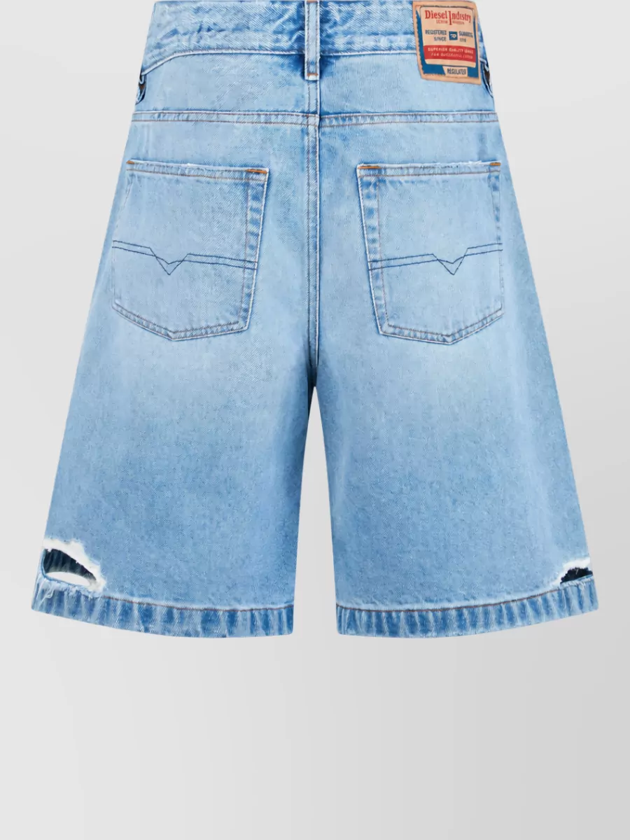 Diesel Denim Knee-Length Wide-Leg Shorts