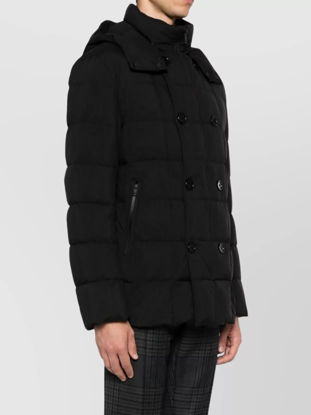 Fay Padded Bomber Jacket With Double-Breasted Hooded Design