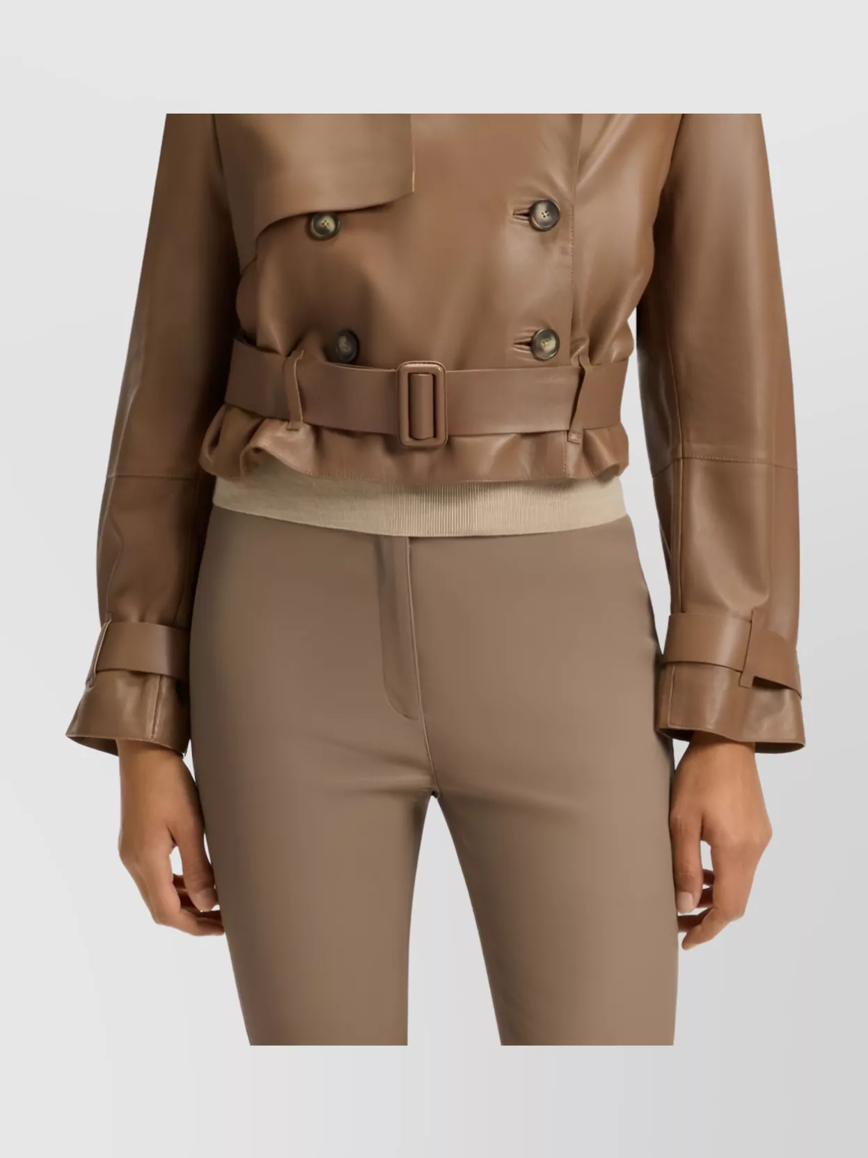 Boss Waist Belted Leather Jacket