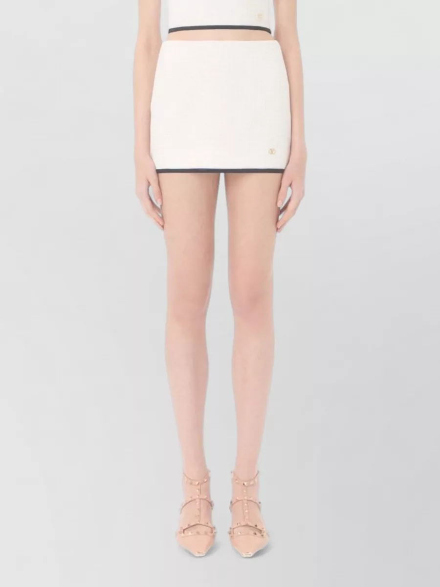 Valentino Cotton Tweed Fitted Skirt