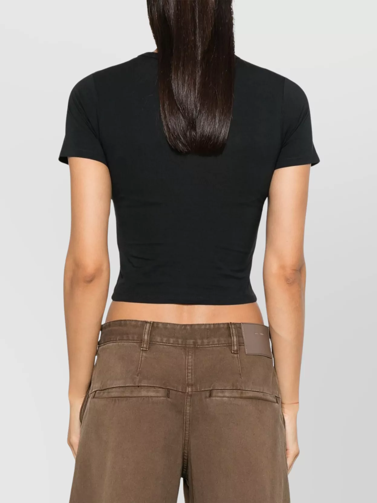 Entire Studios Short Sleeve Cropped Crew Neck Top In Black