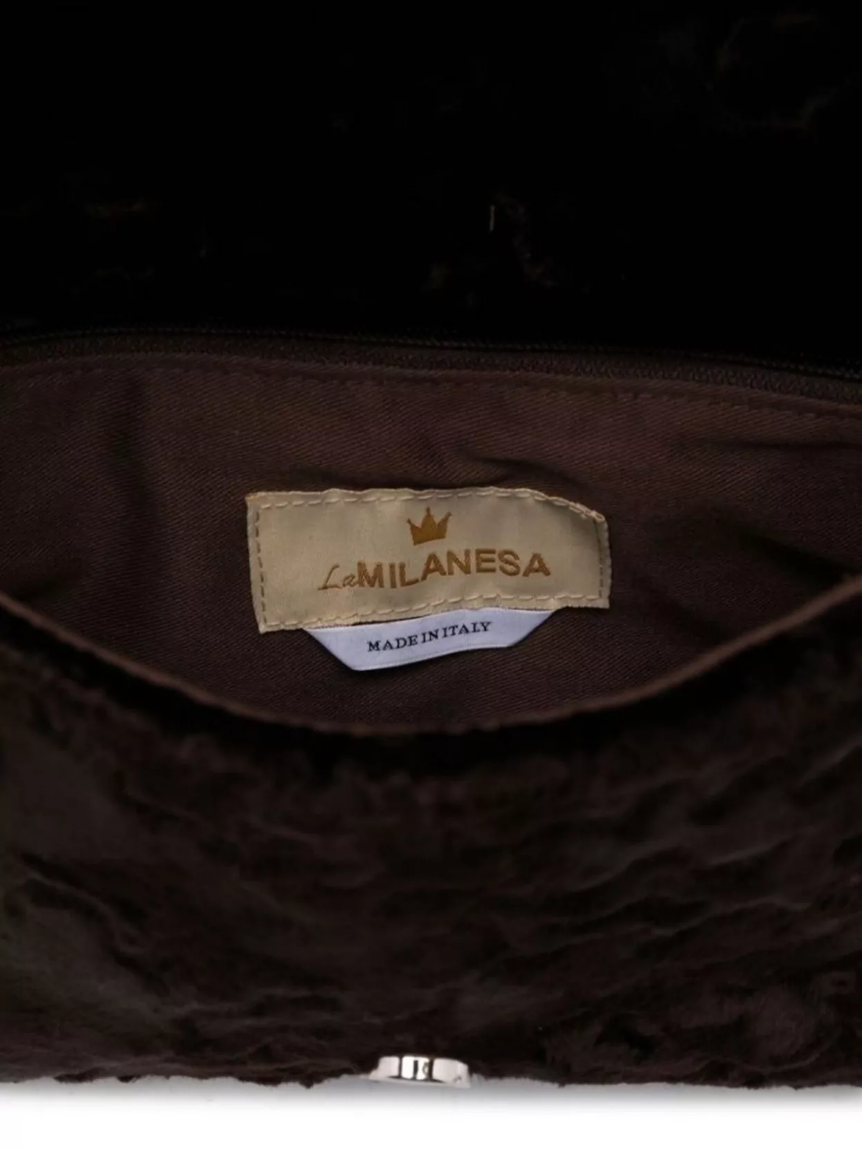 La Milanesa Textured Fur Rectangle Shoulder Bag