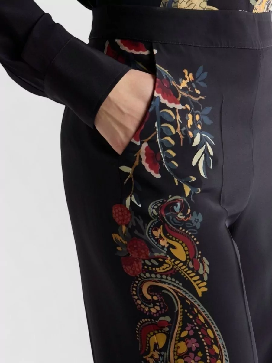 Etro Silk Floral-Print Wide-Leg Trousers